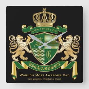 Relógio Quadrado Casaco de Monograma do Emblema da Coroa de Leão D