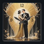 Relógio Quadrado Casal Art Deco<br><div class="desc">design de relógio do excelente. Você vai adorar como os outros. Esteja livre para usar este design para outro produto que você quiser ou para personalizar e adicionar seu texto. Siga-me para mais. Obrigado. Tenha um bom dia.</div>