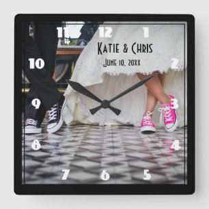 Relógio Quadrado Casal de Casamento do Diner do Estilo Retro