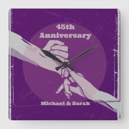 Relógio Quadrado Casal romântico de aniversário de cliente de mãos 