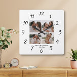 Relógio Quadrado casamento de colagem elegante e mínimo mrs & mr 4<br><div class="desc">fotos de freepik.com elegante mrs & mr mínimo 4 fotos colagem aniversário de casamento Square Wall Clock</div>