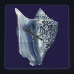 Relógio Quadrado Cascas de Indigo I<br><div class="desc">Vida marinha</div>