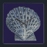 Relógio Quadrado Cascas de Indigo VIII<br><div class="desc">Vida marinha</div>