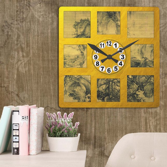 Relógio Quadrado Cascata e Primavera inicial por Guo Xi, Arte chine (Criador carregado)