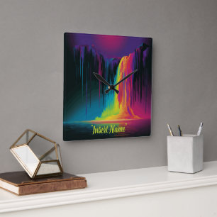 Relógio Quadrado Cascata mágica, serenidade cativante