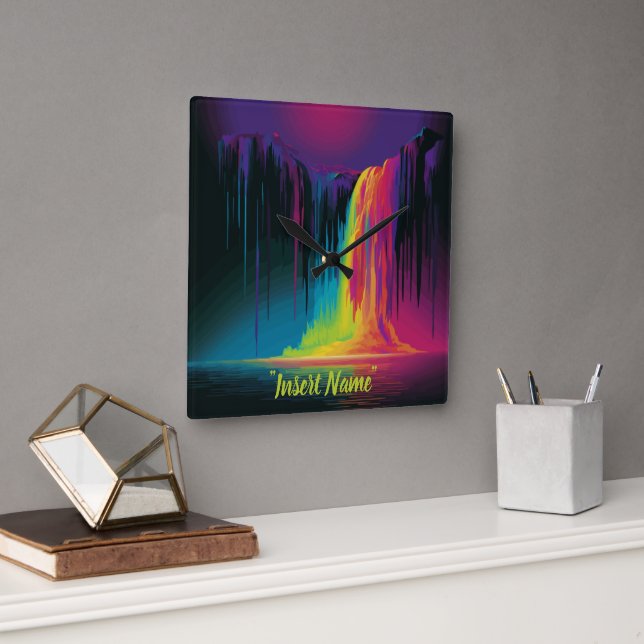 Relógio Quadrado Cascata mágica, serenidade cativante (Escritório)