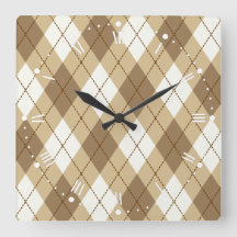 Castanho Beige Argyle Padrão Acrylic Wall Clock