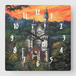 Relógio Quadrado Castle Schloss Neuschwanstein