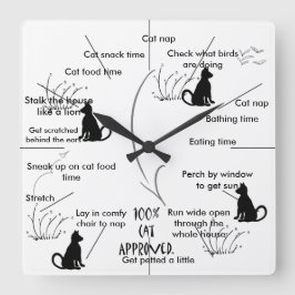 Relógio Quadrado Cat Activity Clock para Gatos CricketDiane