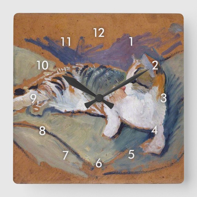 Relógio Quadrado Cat, Agosto Macke Square Wall Clock (Frente)
