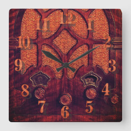 Relógio Quadrado Catedral antiga de deco elegante de madeira de rád