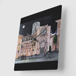 Relógio Quadrado Catedral de Santa María Pintura de Alfred Fox