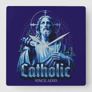 Relógio Quadrado Católico Romano desde Cristo de Jesus AD33