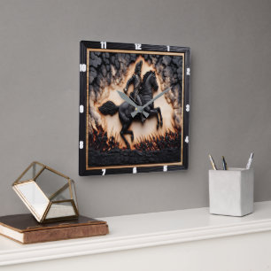 Relógio Quadrado Cavalaria Napoleônica Carregando Stallion