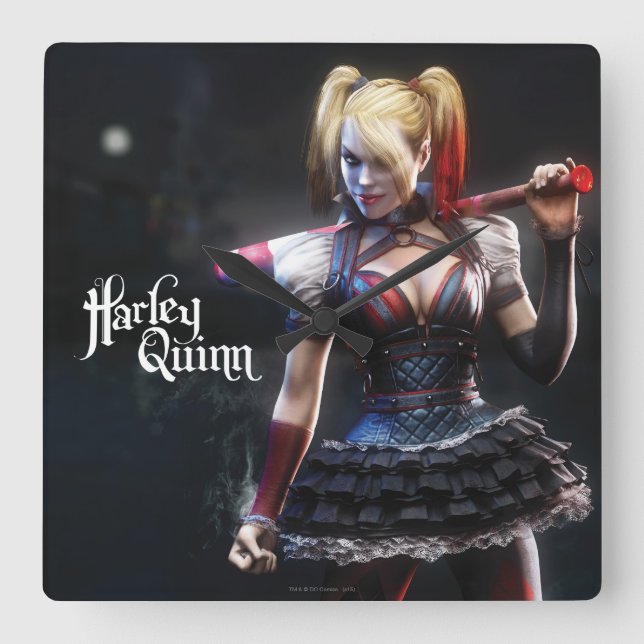 Relógio Quadrado Cavaleiro de Batman Arkham | Harley Quinn com (Frente)