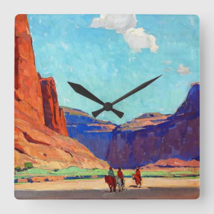 Relógio Quadrado “Cavaleiros em Canyon de Chelly” por Edgar Payne