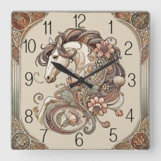 Relógio Quadrado Cavalo Art Déco