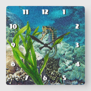 Relógio Quadrado Cavalo marinho lunático