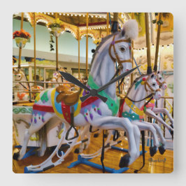 Relógio Quadrado Cavalos do carrossel