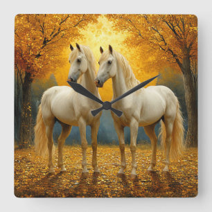 Relógio Quadrado Cavalos Graseful pintura a óleo