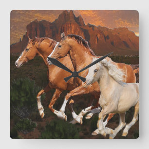 Relógio Quadrado cavalos selvagens do Arizona