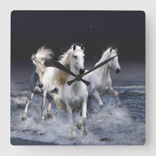 Relógio Quadrado Cavalos travesseiros decorativos