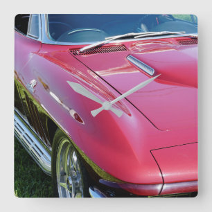 Relógio Quadrado Caverna do Homem Retro Corvette