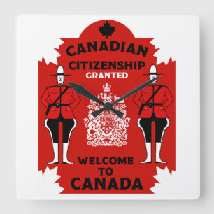 Relógio Quadrado Celebração de Cidadania Canadiana