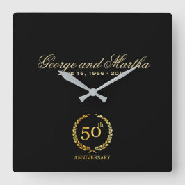 Relógio Quadrado Celebrando o 50º aniversário. Personalizável.