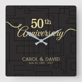 Relógio Quadrado Celebrando o 50º aniversário. Personalizável.