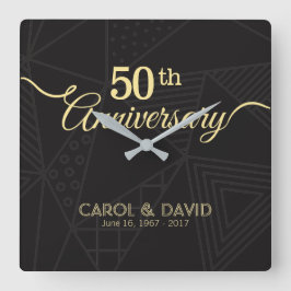 Relógio Quadrado Celebrando o 50º aniversário. Personalizável.