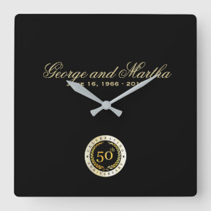 Relógio Quadrado Celebrando o 50º aniversário. Personalizável.