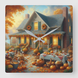 Relógio Quadrado Celebrar a recompensa do outono com o Charme Cozy