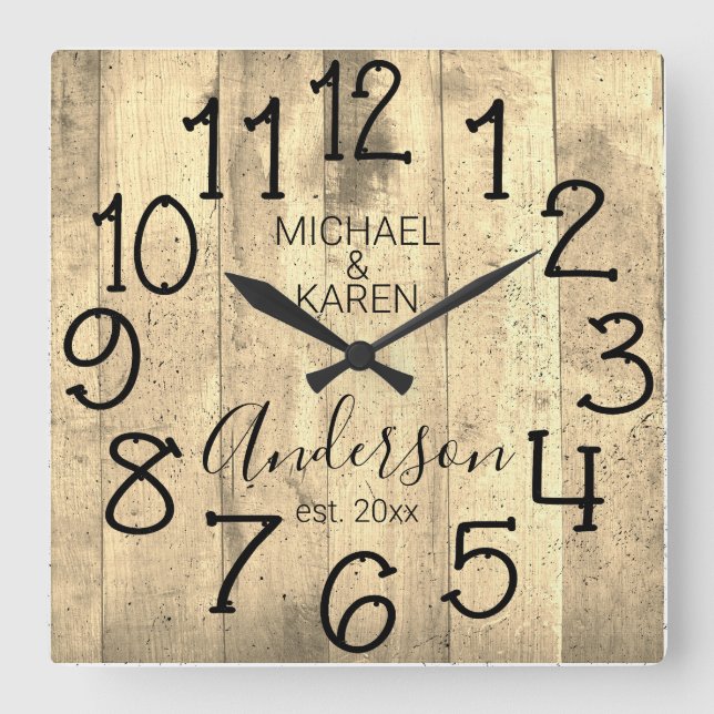 Relógio Quadrado Celeiro Rústico em Madeira Fazenda Casa Personaliz (Frente)