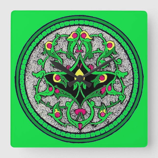 Relógio Quadrado Celtic cartouche (Frente)