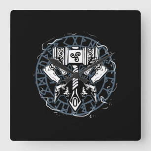 Relógio Quadrado Celtic Huginn E Muninn Raven Viking