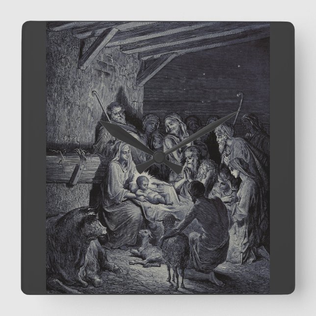 Relógio Quadrado Cena de natividade bíblica (Frente)