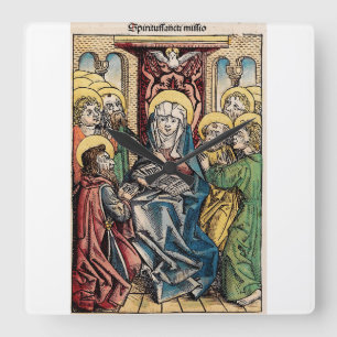 Relógio Quadrado Cena do Pentecostes após o Domingo de Páscoa