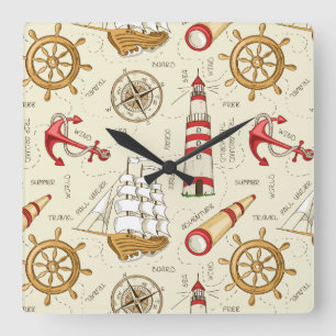 Relógio Quadrado Cena Oceânica