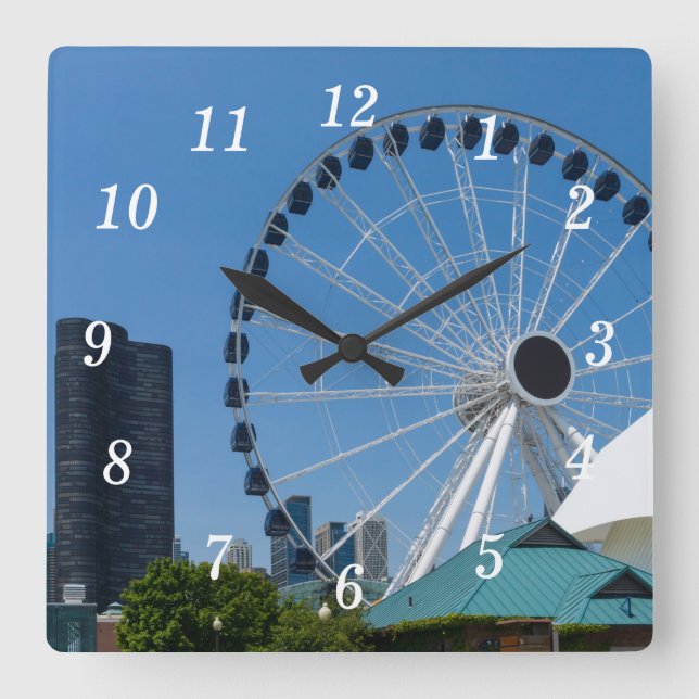 Relógio Quadrado Centenário Ferris Wheel Wall Clock (Frente)