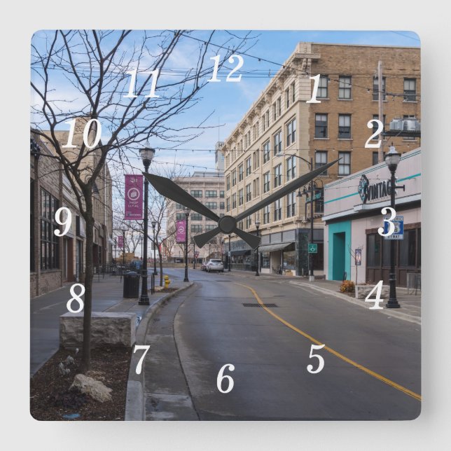 Relógio Quadrado Centro Springfield Wall Clock (Frente)