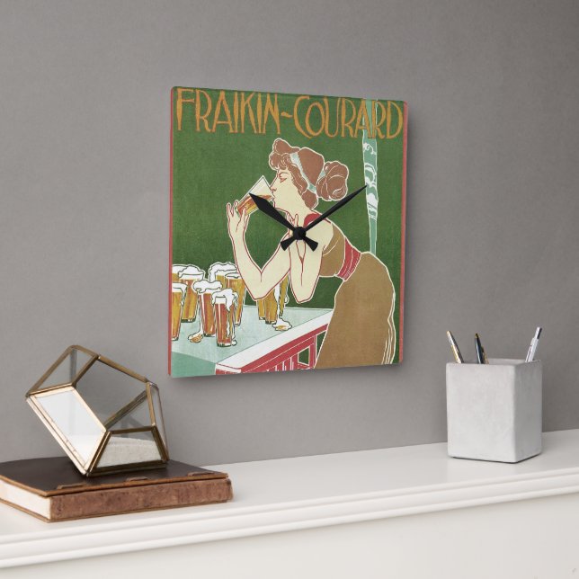 Relógio Quadrado Cerveja Brasserie Fraikin-Courard Art Nouveau Vint (Escritório)