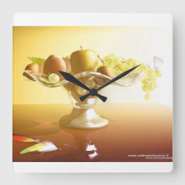 Relógio Quadrado Cesto de vidro com frutas e bateria