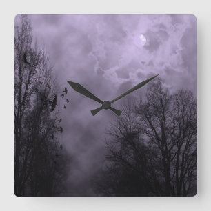 Relógio Quadrado Céu Assombrado Roxo Mist Wall Clock
