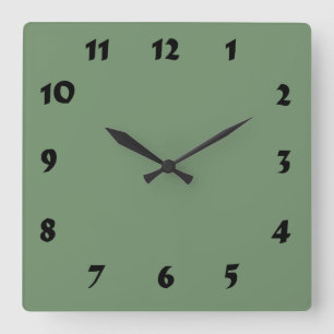 Relógio Quadrado Changeable Numbered Sage Green Clock