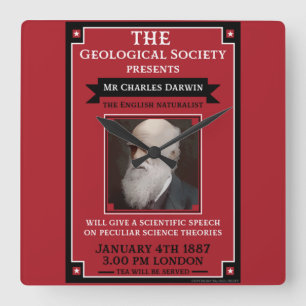 Relógio Quadrado Charles Darwin Vintage Repro Retro