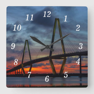 Relógio Quadrado Charleston Fire Like Sunset Wall Clock