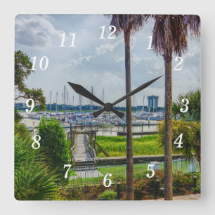 Relógio Quadrado Charleston Harbour Wall Clock