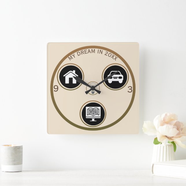 Relógio Quadrado Chase Your Dreams Personal Wall Clock (Lar)