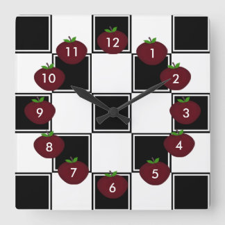 Relógio Quadrado Checkered preto: Pulso de disparo de parede de